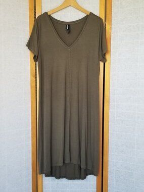 Agnes and Dora Olive Green T-Shirt Dress Size XXL Stretch Jersey Relaxed Fit